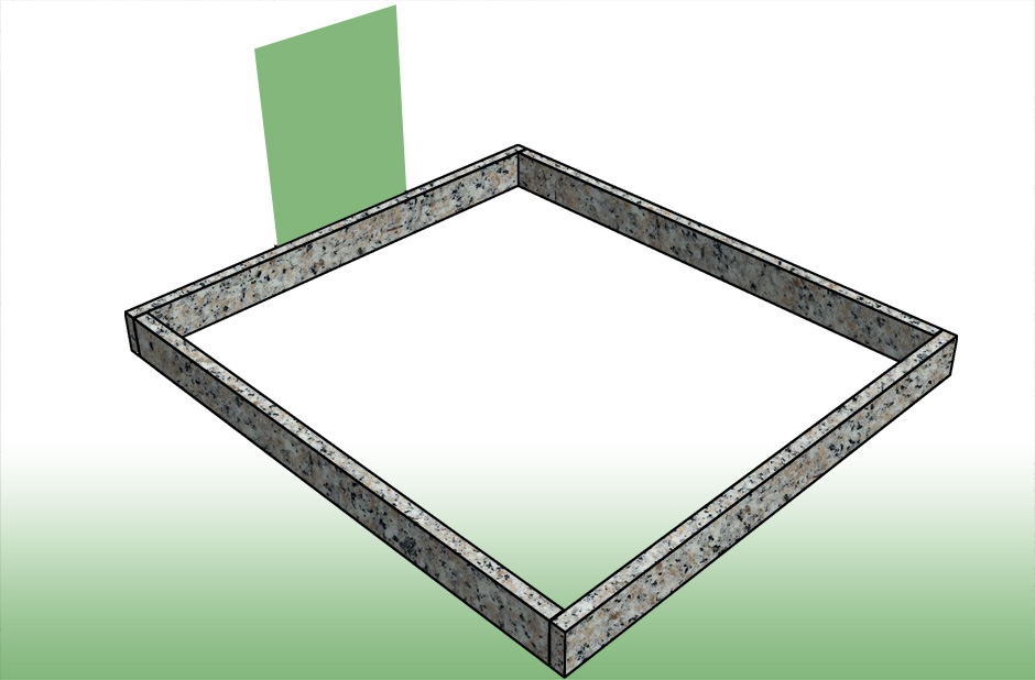 Nur Umrandung stehend